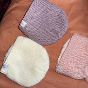Cozy Knit Beanie Set for Kids - Pink, Cream, and Purple